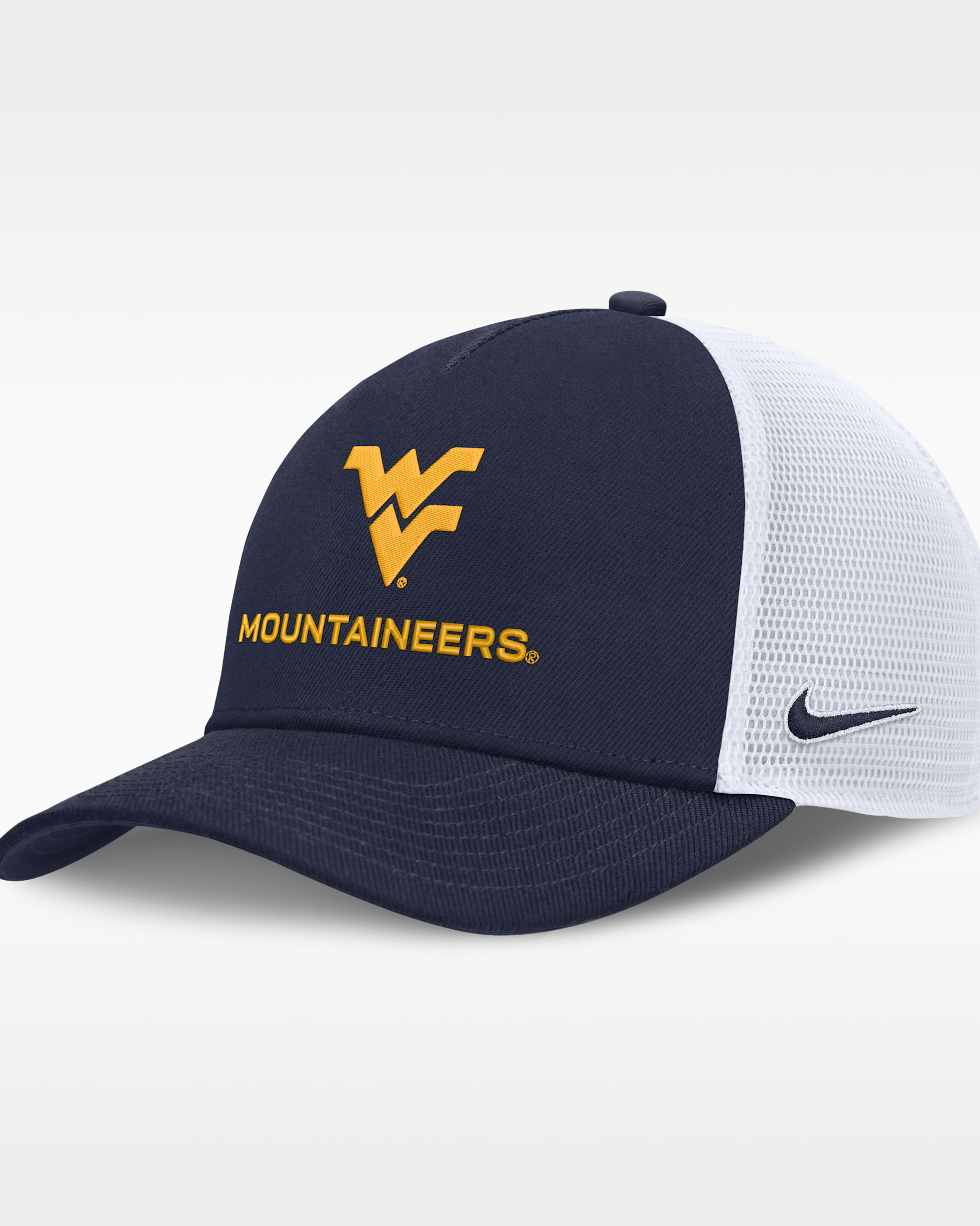 West Virginia Sideline Rise Gameday Men's Nike College Trucker